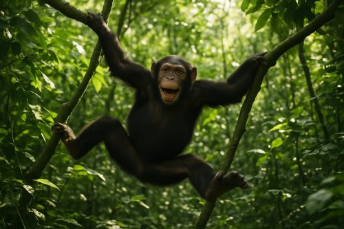 kibale chimpanzee swinging