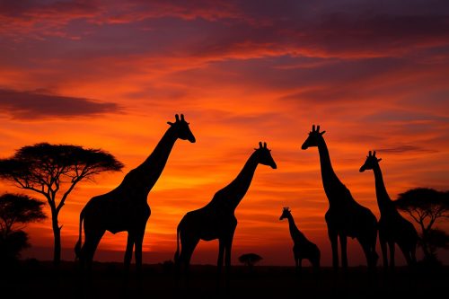 murchison giraffes sunset