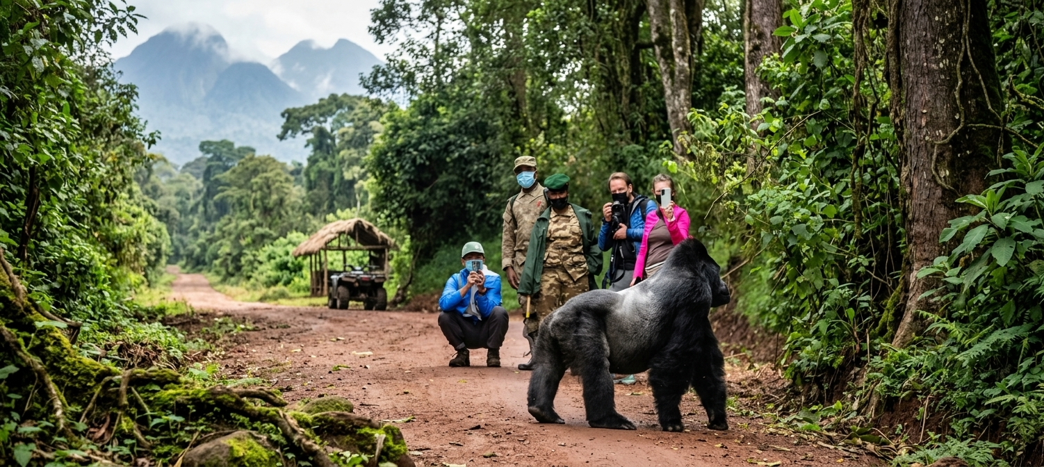 Uganda Safari Deals 1 Mountain gorilla during a Uganda safari in Bwindi Impenetrable National Park