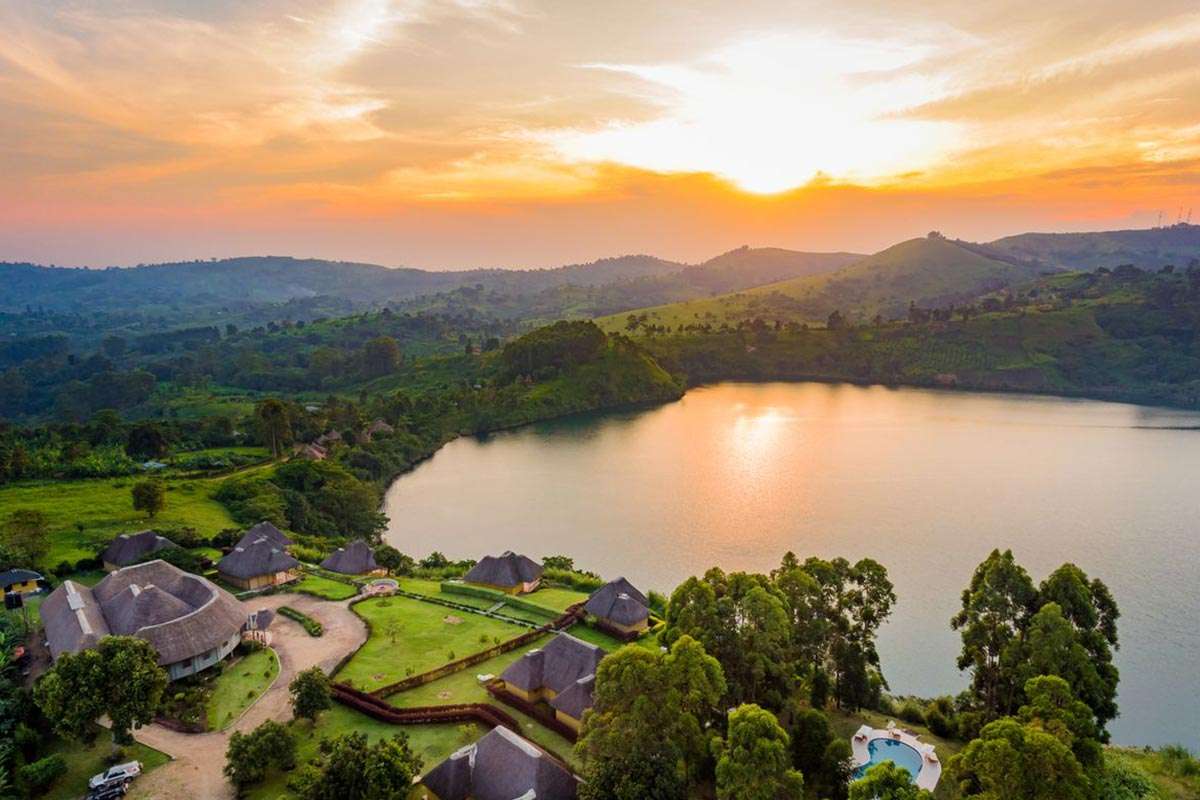 Crater Lake Accommodation Area Near Kibale Crater lake and lodge landscape in the Kibale region of western Uganda