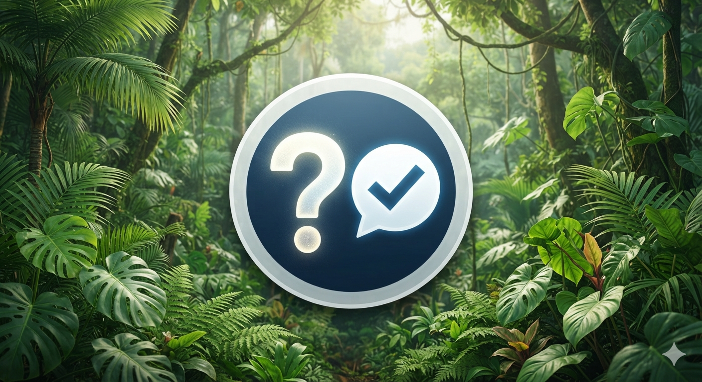 Uganda Weather Guide 15 A graphic icon representing questions and answers over a jungle background