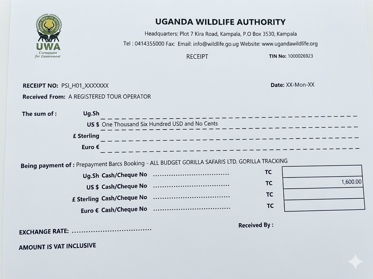 Nkuringo Gorilla Trekking Guide 11 A valid Uganda Wildlife Authority gorilla trekking permit document