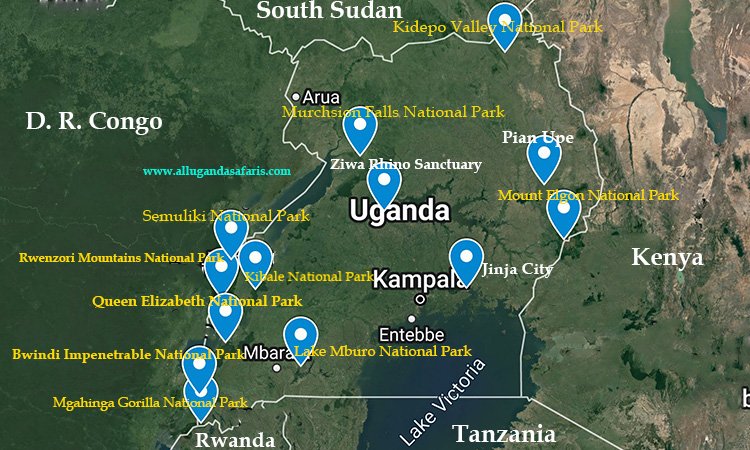 Uganda Safari Cost from Germany 1 Uganda safari route map showing a multi-day safari circuit