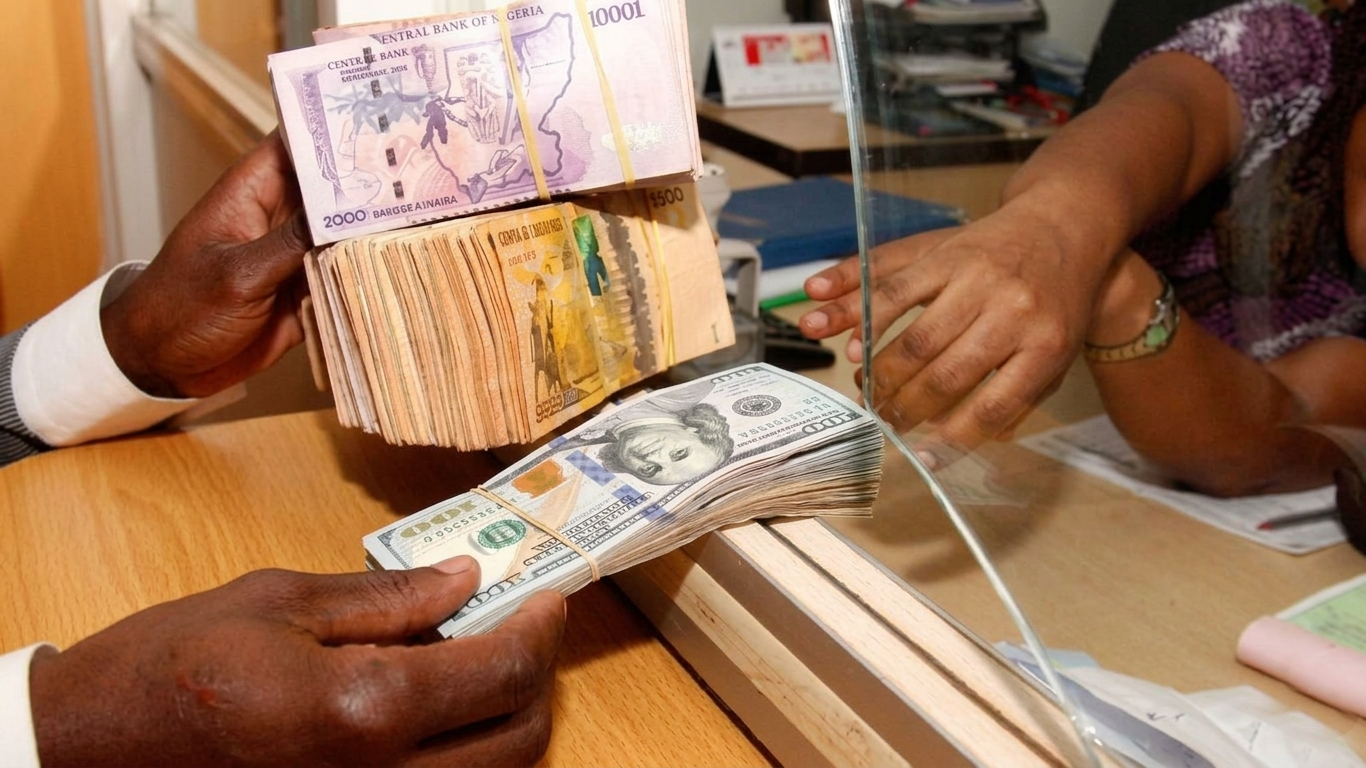 Uganda Currency Guide 5 Hands exchanging stacks of US Dollar bills and Ugandan Shilling banknotes.