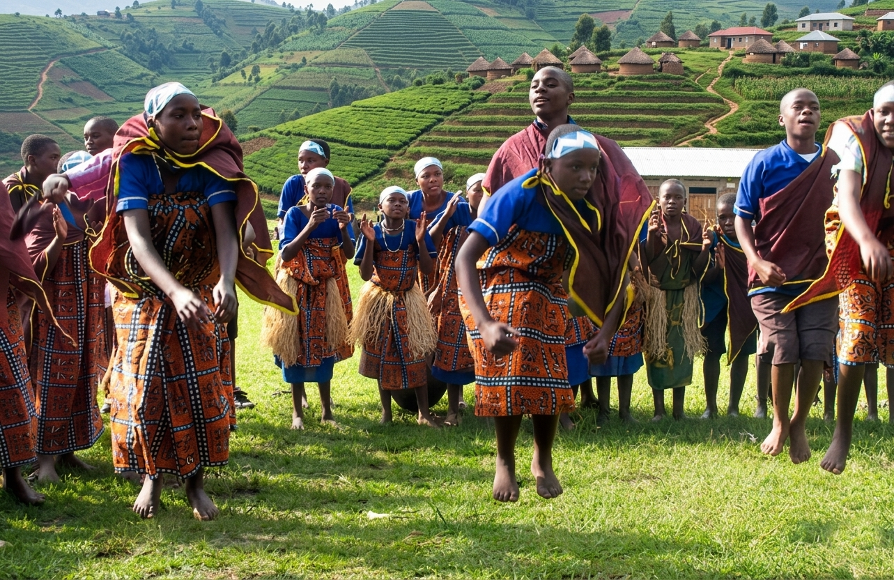 Uganda Culture Guide 9 Bakiga dancers perform a traditional jumping dance in Kigezi hills.