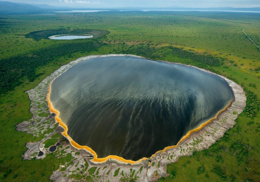 Uganda Culture Guide 35 Aerial view of Katwe explosion crater lakes in Uganda’s green landscape.
