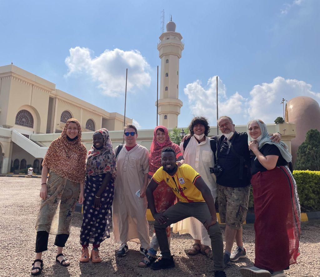 Muslim travelers visiting a mosque while enjoying a Halal Uganda Safari from Malaysia
