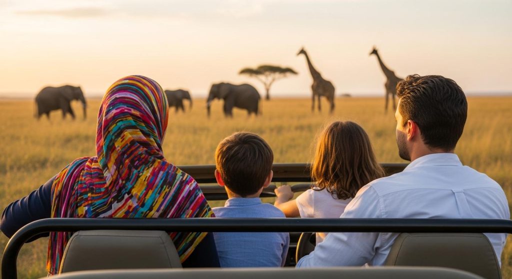 Muslim family enjoying a Halal Uganda Safari from Malaysia