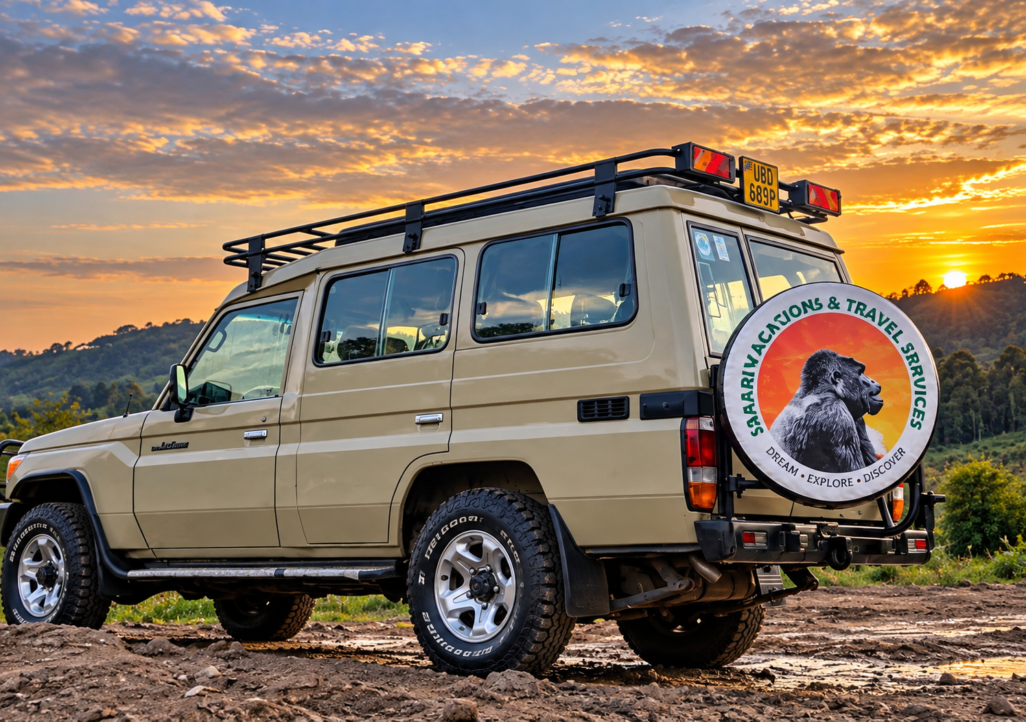 Uganda Gorilla Trekking Cost for German Travelers 7 4x4 safari vehicle traveling to Bwindi during rainy season